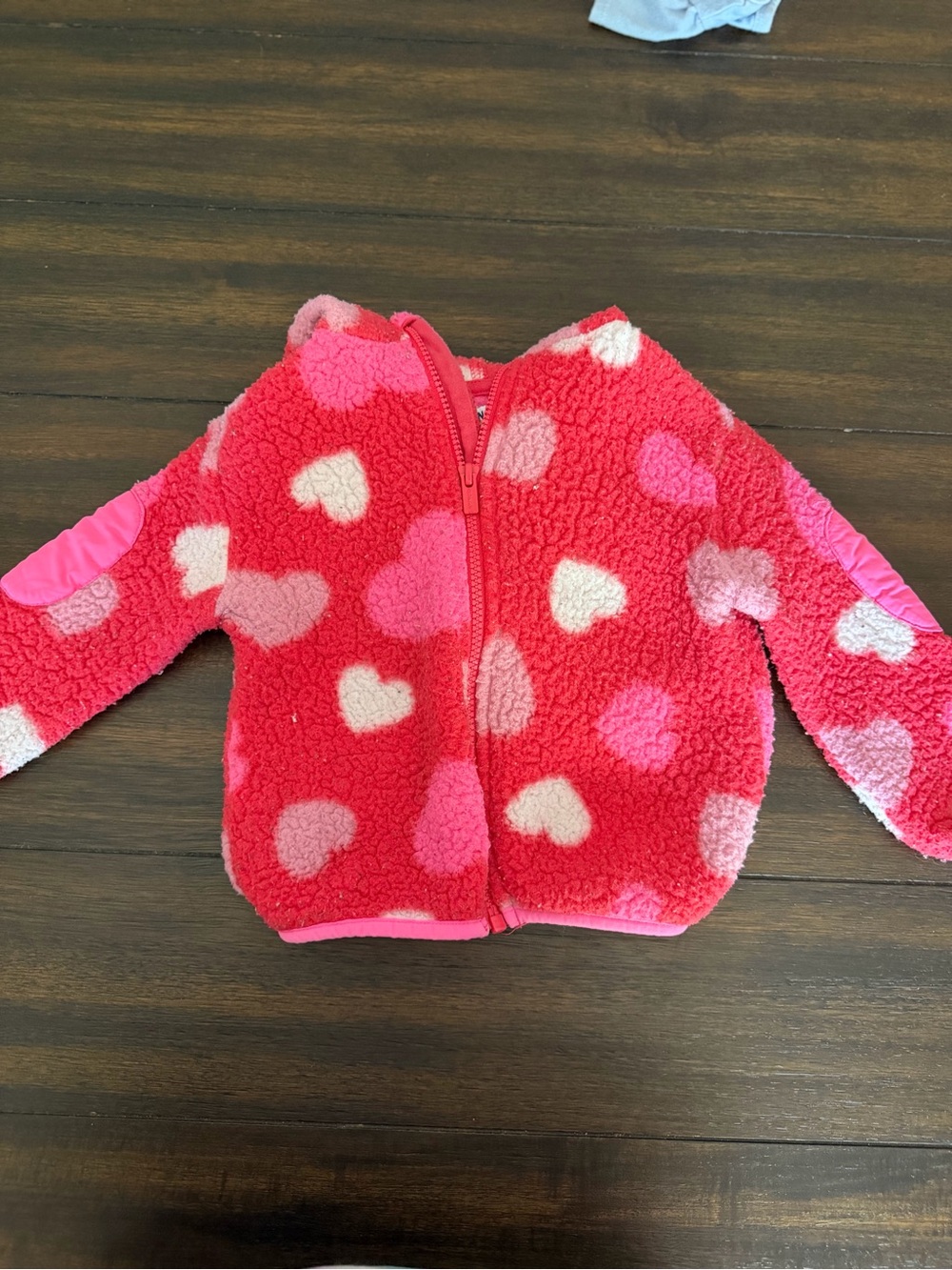 Old Navy Red and Pink Heart Sherpa Zip Jacket